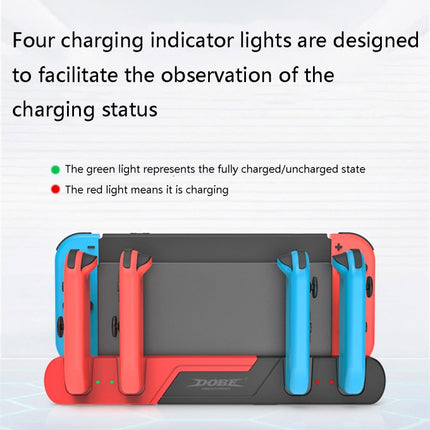 DOBE TNS-0122 4 In 1 Gamepad Charging Dock For Switch OLED, TNS-0122 Red Black, TNS-0122 White Black