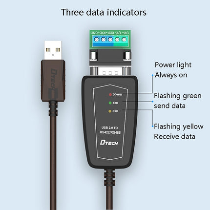 DTECH DT-5019 USB to RS485 / RS422 Conversion Cable, FT232 Chip, Length:, 0.5m, 1.5m