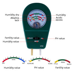 LY101 Flower And Grass Soil Detector PH Cantoneal Alkalin Testor, Green, Blue, Black