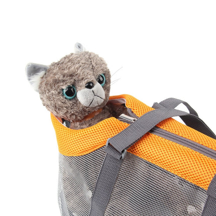 Pttie Baggie Panoramic Breathable Dog Outing Handbag, 0901A Grey + Black, 0901B Grey + Blue, 0901C Grey + Orange