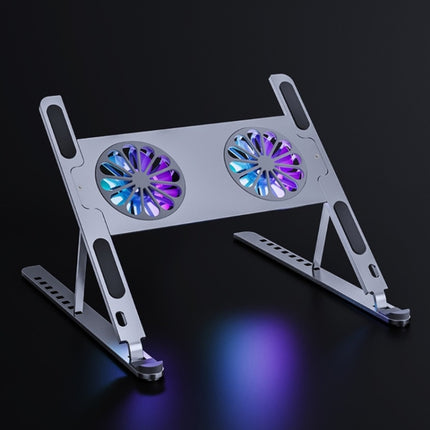 BONERUY P11F Notebook Cooling Bracket Fan Aluminum Alloy Radiator, Grey, Silver, Gray with Type-C Cable, Silver with Type-C Cable
