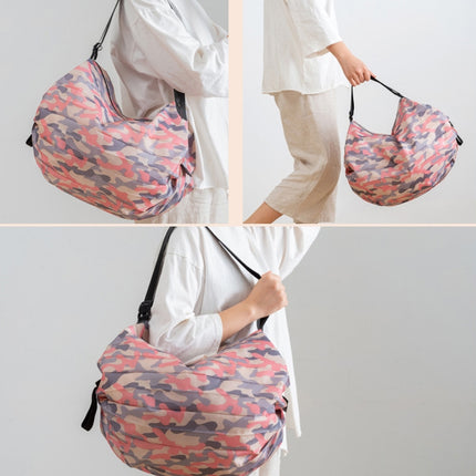 Shopping Bag Foldable Travel Shoulder Portable Bag, Navy, Pink Colorful, Black Leopard, Rhombus Pattern, Big Flower Pattern