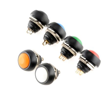 10 PCS Small Waterproof Self-Reset Button Switch, Black, Green, Red, Orange, White, Blue