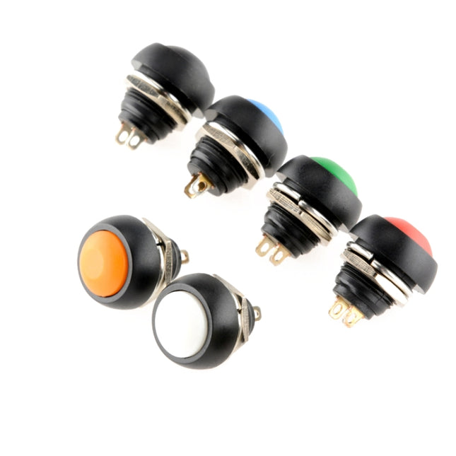 10 PCS Small Waterproof Self-Reset Button Switch, Black, Green, Red, Orange, White, Blue