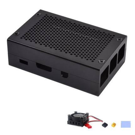 Aluminum Alloy Shell Grid Cooling Box For Raspberry Pi 3 Model B Pi 2/B +, Black, Black with Fan, Silver, Silver with Fan