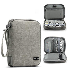 Baona BN-D004 Double-layer Data Cable Storage Bag Digital Accessories Finishing Bag, Grey, Black