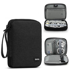 Baona BN-D004 Double-layer Data Cable Storage Bag Digital Accessories Finishing Bag, Grey, Black