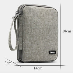 Baona BN-D004 Double-layer Data Cable Storage Bag Digital Accessories Finishing Bag, Grey, Black