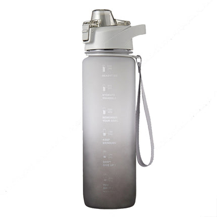 1000ml Large Capacity Gradient ColorsPlastic Sports Water Cup, Silver Gray, Cherry Pink, Sky Blue