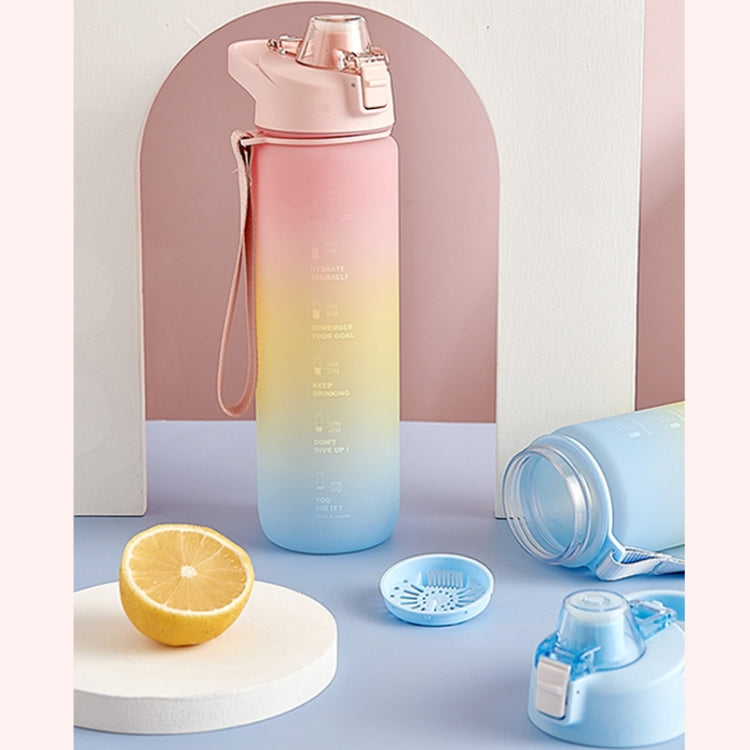 1000ml Large Capacity Gradient ColorsPlastic Sports Water Cup