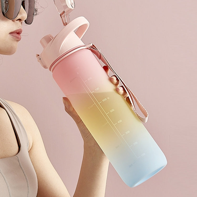 1000ml Large Capacity Gradient ColorsPlastic Sports Water Cup