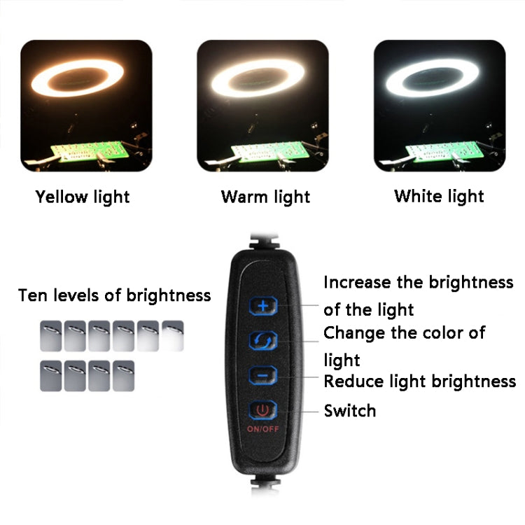 Six-Jaw LED Lamp Magnifying Glass Soldering Station with Fan