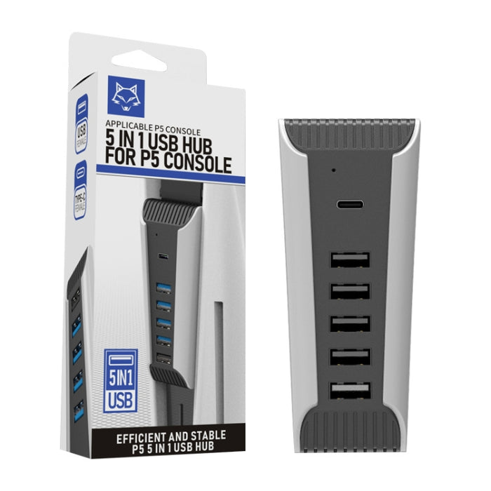 5-in-1 USB Hub for PS5 – 4 USB 2.0 Ports + USB-C