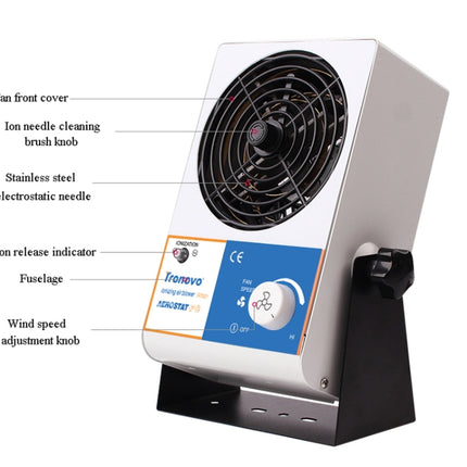 TRONOVO TR7001 Desktop Anti-Static Eliminator Anti-Static Small Ion Fan, EU Plug