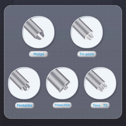 Qianli Super Tactile Grip-Type Precision Silent Dual-Bearing Screwdriver, Type A Phillips, Type B Tri-point, Type C Pentalibe, Type  D Pinhead Philips, Type E T2 Torx