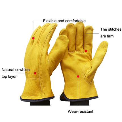 1 Pair JJ-1011 Cowhide Outdoor Wear-resistant Gardening Gloves, Size:, M, L, XL