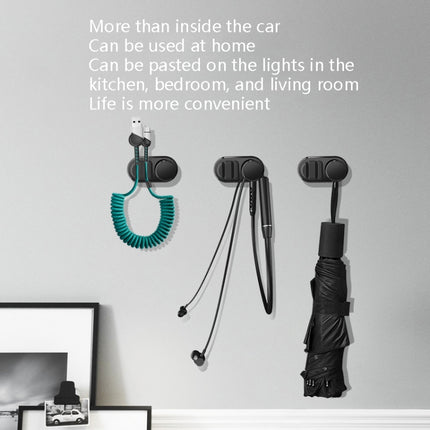 3 PCS Car Sticky Storage Data Cable Hook, Dark Green, Space Silver, Black