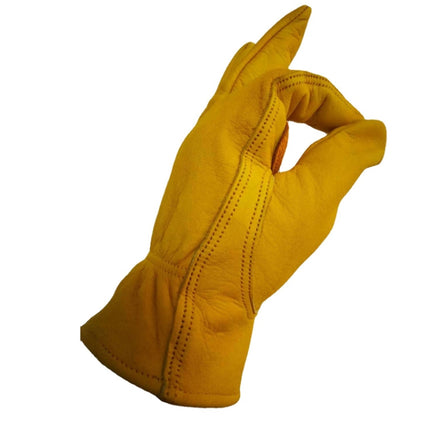 1 Pair JJ-1004 Outdoor Garden Welding Genuine Leather Labor Safety Gloves, S, M, L, XL