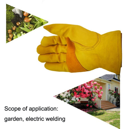 1 Pair JJ-1004 Outdoor Garden Welding Genuine Leather Labor Safety Gloves, S, M, L, XL