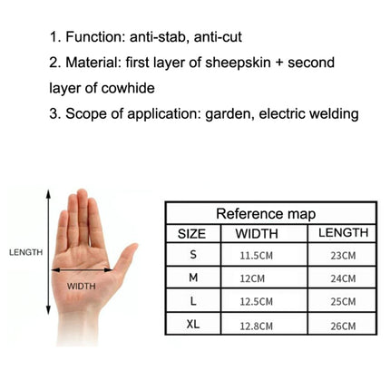 1 Pair JJ-1004 Outdoor Garden Welding Genuine Leather Labor Safety Gloves, S, M, L, XL