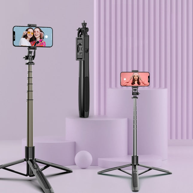 Kabelloser Bluetooth-Selfie-Stick mit Teleskophalterung, Spezifikation: Q05 (Schwarz), Q05S (Schwarz mit Fülllicht)