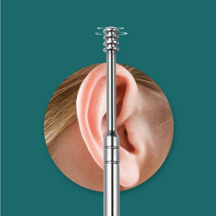 6 In 1 Stainless Steel Spring Spiral Portable Ear Pick, Yellow Leather Case, Pink Leather Case, Black Leather Case, Yellow, Blue, Pink, Green, Purple, Black