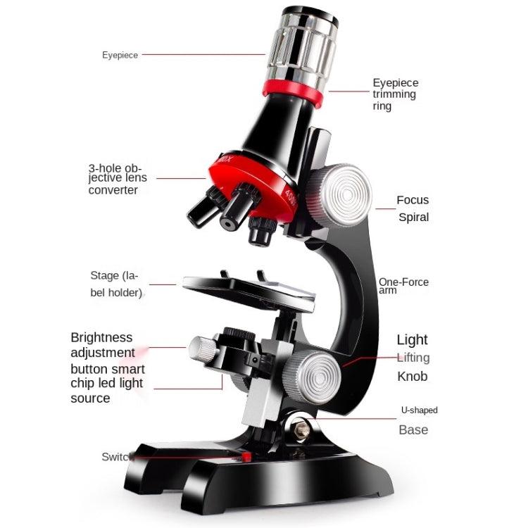 HD 1200 Times Microscope Children Educational Toys, Black, Pink, Light Blue