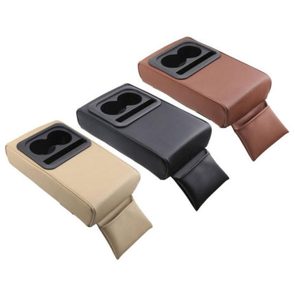 Car Armrest Box Increased Support With Rear Seat Water Cup Holder, Beige, Black, Brown