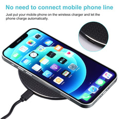 Q25 15W Plaid Pattern Desktop Metal Round Wireless Charger, 15W Metal