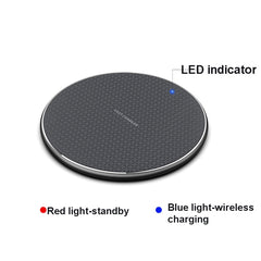 Q25 15W Plaid Pattern Desktop Metal Round Wireless Charger, 15W Metal