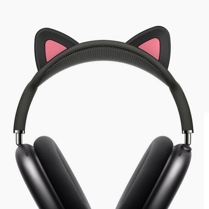 Funda de silicona con forma de orejas de gato para AirPods Max, color negro y blanco