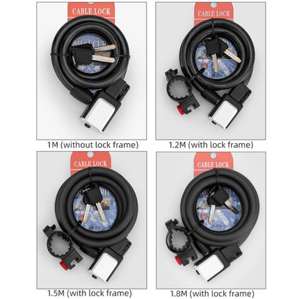 BG-0518 Mountain Bike Portable Anti-Theft Bold Cable Lock, Length:, 1.2m With Lock Frame, 1.5m With Lock Frame, 1.8m With Lock Frame