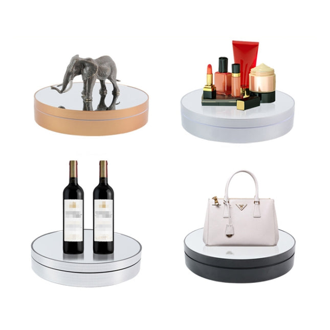 25cm Adjustable Speed Electric Rotating Display Stand Video Shooting Props Turntable, Black Mirror, White Mirror, Golden Mirror, Silver Mirror