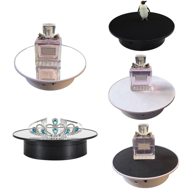 20cmTwo-Way Turntable Display Stand Video Shooting Props Turntable, White   Mirror, Black Mirror, Black+Black Velvet, White + White Velvet, White Bottom Black Velvet