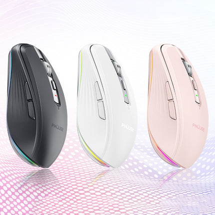 Fmouse M303 2400DPI Bluetooth&2.4G Dual Modes Rechargeable RGB Mouse, Gray, Pink, White