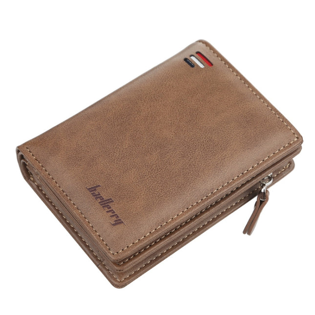 Baellerry D3216 Men Short Vertical Multi-Card Snap Coin Purse, Khaki, Black, Brown