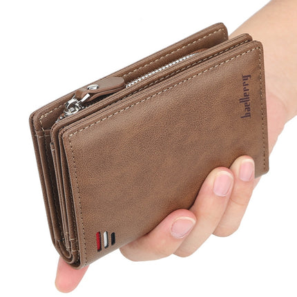 Baellerry D3216 Men Short Vertical Multi-Card Snap Coin Purse, Khaki, Black, Brown