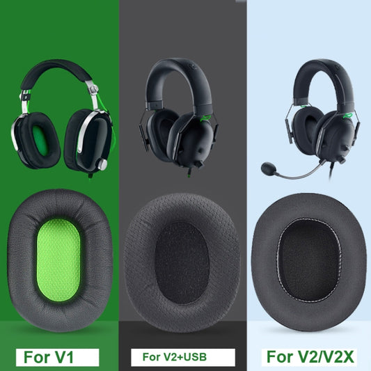 1 par de almohadillas para auriculares USB Razer BlackShark V2 X/V2, color: gel negro, malla negra, gel negro, malla negra y verde