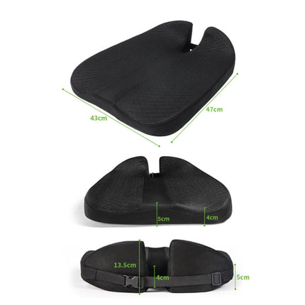 QFC060 V-shaped Car Memory Foam Non-slip Seat Cushion, Black, Khaki, Grey