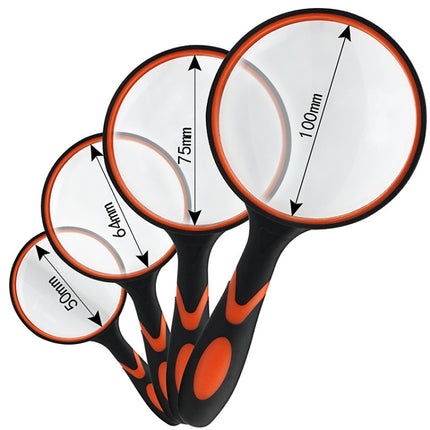 10X HD Optical Lens Handheld Magnifying Glass, 10X (50mm), 10X (65mm), 10X (75mm)