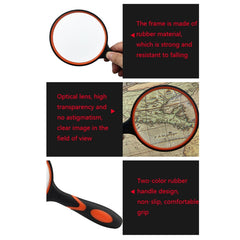 10X HD Optical Lens Handheld Magnifying Glass, 10X (100mm), 10X (50mm), 10X (65mm), 10X (75mm)