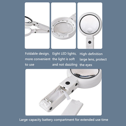 Lupa de mano con luz LED y carga USB, 5X/11X, 5X/11X