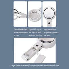 5X / 11X USB Charging LED Light Handheld Magnifier, 5X / 11X