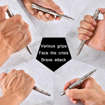 P08 Outdoor LED With Flashing Tungsten Steel Window Breaking Self-Defense Pen, Black, Gold, Grey