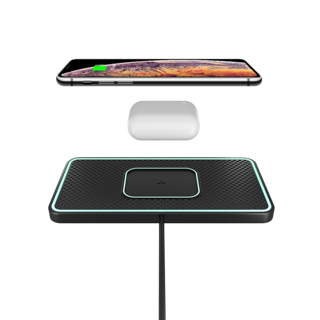 C1-PRO 2 In 1 Car Wireless Charging Anti-Slip Pad With Luminous For AirPods / iPhone, C1PRO Black