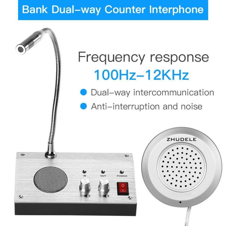 ZHUDELE ZDL-9908 Window Two-way Walkie-talkie Bank/Hospital/Station/Counter Microphone Amplifier,EU Plug, US Plug, EU Plug, UK Plug