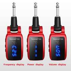 U12DX  6.35mm Jack Wireless Guitar Transmitter Receiver Rechargeable Adapter, U12DX Red, U12DX Black