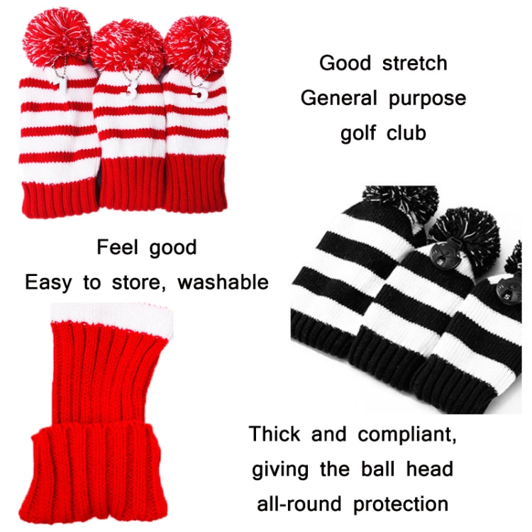 3 PCS/Set Golf Wooden Club Knitted Cover, 3PCS Red, 3PCS Black