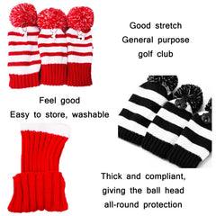 3 PCS/Set Golf Wooden Club Knitted Cover, 3PCS Red, 3PCS Black
