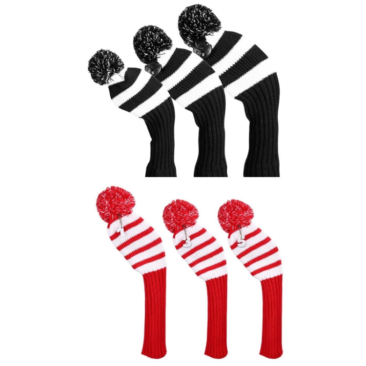 3 PCS/Set Golf Wooden Club Knitted Cover, 3PCS Red, 3PCS Black